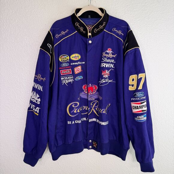 JH Designs Other - Jeff Hamilton Crown Royal Jacket Mens 4XL Vintage Nascar Patch Racing Bomber 97